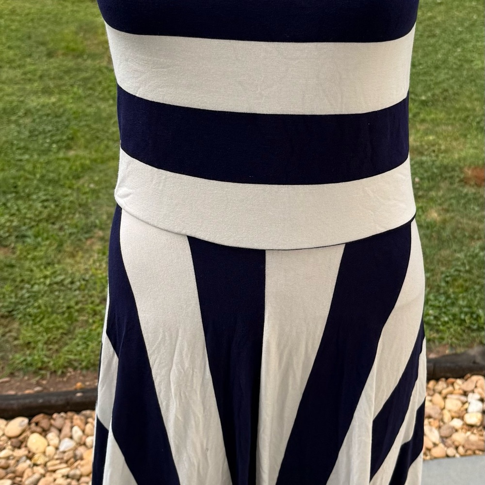Elan Navy and White Striped Dress